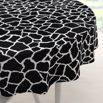 ubrus Sametový kulatý ubrus Tamara TMR-015 Černobílý žirafí vzor Ø 50 cm