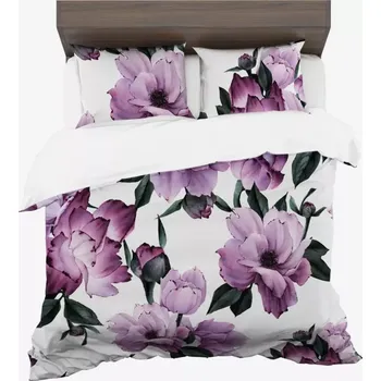 Povlečení Povlečení ze syntetické bavlny s výraznými fialovými květy – bílé 2 části: 1 ks 140x200 + 1 ks 70x80