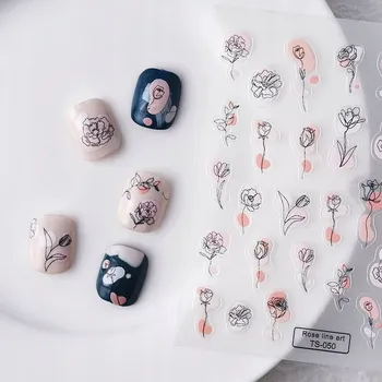Samolepky na nehty Samolepící konvexní vzory AKVAREL KVĚTINY
