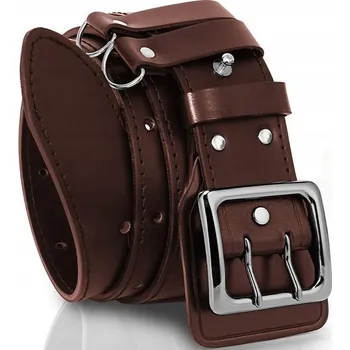 Opasek Pásek důstojnický hnědý vojenský pás ke kalhotám kožený strážce kapsáče 115 cm