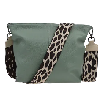 NovaKabelka.cz Kožená italská crossbody kabelka Prisca Khaki s přídavným popruhem