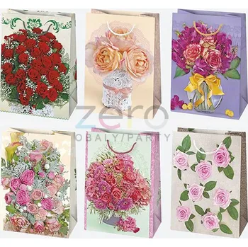 Dárková taška Taška papírová dárková 23x32x11 cm (lak) - kytice růží (mix)