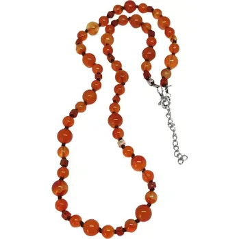 Náhrdelník Exkluzivní karneolový náhrdelník z různých druhů korálků s ocelí