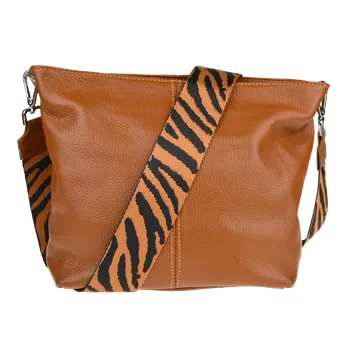 Kabelka NovaKabelka.cz Kožená italská crossbody kabelka Prisca Camel s přídavným popruhem VI