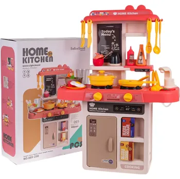 Dětská kuchyňka Dětská kuchyňka s osvětlením a zvuky, 43 dílů – Růžová