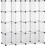 HOMCOM Modulární policový bezšroubový systém s 16 samostatnými regály, mléčný 850-176