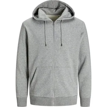 pracovní mikina Jack & Jones Mikina s kapucí Classic Zip Hood na zip, oversize, unisex COT42390759002-light grey M Melír šedá světlá