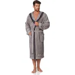 Dlouhý pánský dlouhý župan s kapucí L&L George M-2XL męski Velikost: M, Barva: Šedá