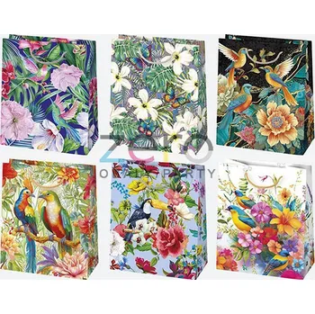 Dárková taška Taška papírová dárková 19x23x10,5 cm (lak) - tropická zahrada (mix)