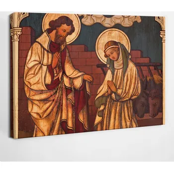 Obraz Obraz na plátně jako Dárek Josef, Maria a Ježíš v Betlémě - Vánoce
