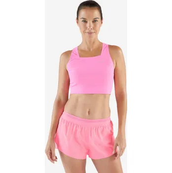 Pánské tričko KIPRUN Dámský běžecký crop top 900 Light Méline Rollin L RŮŽOVÁ