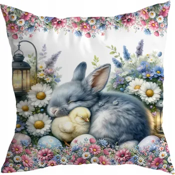 Polštář POVLEČENÍ NA POLŠTÁŘEK Velikonoce DEKORAČNÍ 40X40 CM SVÁTEČNÍ ZAJÍČEK KRÁLÍK VZOR 383