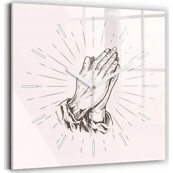 Hodiny Ozdobné nástěnné hodiny s krásnou grafikou Čitelné Ruce v modlitbě 30x30