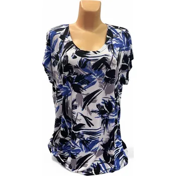 Dámská tunika Květovaná halenka SAHU, Barva Modrá, Velikost 38 - na zakázku, Materiál 96% Viskoza 4% Lycra