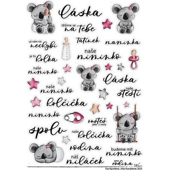 samolepka HuráPapír Samolepky A5 - Holčička a koala č.2