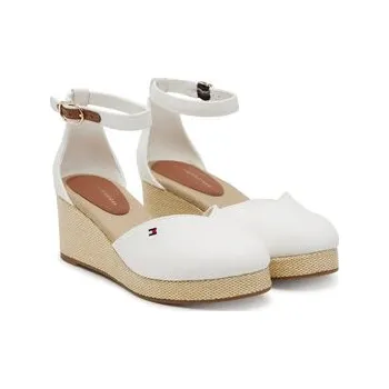 Dámské polobotky Polobotky Tommy Hilfiger Flag Closed Toe Mid Wedge Espad FW0FW08657 Bílá 41