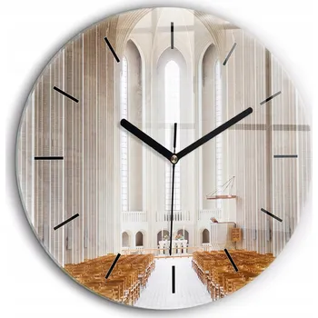 Hodiny Skleněné hodiny s motivem Tichý Klasický Nástěnné Kostel Katedrála průměr 60 cm