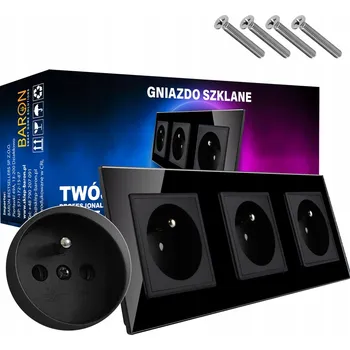 Elektrická zásuvka Elektrická zásuvka 3 ks s uzemněním, rozebíratelná, černá