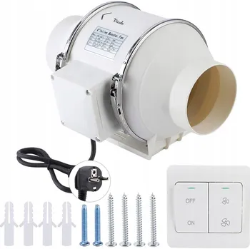 Domácí ventilátor Dvourychlostní potrubní ventilátor MINI pro odtah vzduchu 100mm 220m3h 30W HZ-100H