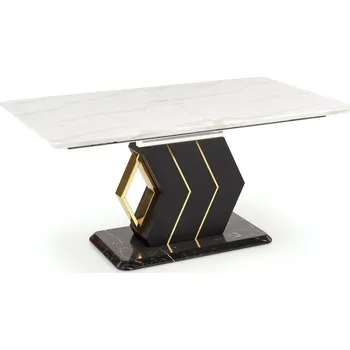 Jídelní stůl Rozkládací stůl Wireno bílý mramor moderní do jídelny a obýváku na jedné noze 160–200 cm