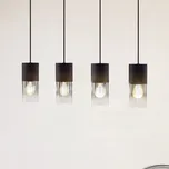 Závěsné svítidlo Lindby Svante, 4 světla, černá, sklo, 85 cm - Stropní držák - délka 80 cm, šířka 8 cm, výška 2,5 cm; stínidla - Ø 10 cm, výška 24 cm kouřově šedá, černá 1 x 15 W LED - Doprava zdarma