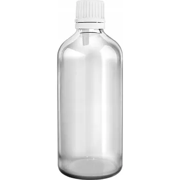 Láhev SKLENĚNÁ LAHVIČKA 100ml ČIRÁ S KAPÁTKEM BI