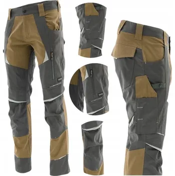 montérky PRACOVNÍ KALHOTY pružné strečové SPANDEX khaki COTTONFLEX BOZP 60