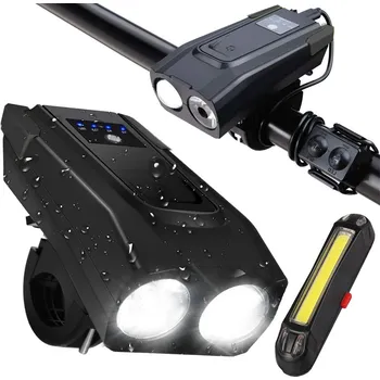 Cyklosvítilna Verk 14479 Voděodolné LED světlo na kolo USB, el. zvonek černé