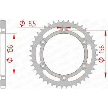 Nářadí na motocykly 14506-41 ROZETA ZADNÍ MOTO. OCELOVÁ, POZINKOVANÁ, STŘÍBRNÁ AFAM