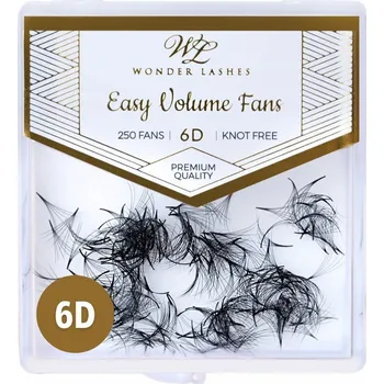 Umělé řasy Easy Volume Fans 6D 0,07 - C, 12 mm - Hotové trsy řas