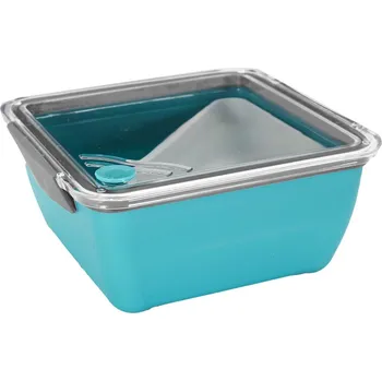 Svačinový box Lunchbox Divided Intesi 2,6l obdélníkový svačinový box s vidličkou do práce modrý