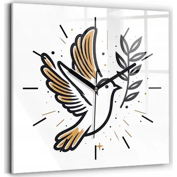 Hodiny Skleněné hodiny Sklo Tichý mechanismus Loft Nástěnný holub Duch svatý 30x30