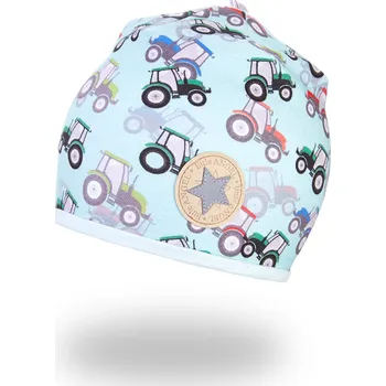 Módní doplněk Little Angel Čepice podšitá Outlast® - traktor/sv.mentolová Velikost: 4 | 45-48 cm