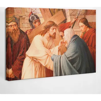 Obraz Obraz na plátně s rámem Náboženský Ježíš a Marie Křížová cesta 30x20 cm