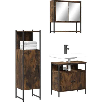 Koupelnový nábytek vidaXL 3dílný set koupelnového nábytku kompozitní dřevo [3214696] Barva: kouřový dub