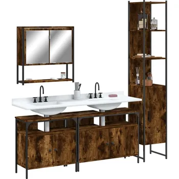 Koupelnový nábytek vidaXL 4dílný set koupelnového nábytku kompozitní dřevo [3214689] Barva: kouřový dub