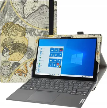 Pouzdro na mobilní telefon POUZDRO TABLET PRO LENOVO YOGA DUET 7i S MAPOU SVĚTA GLOBUS, SVĚTLE HNĚDÉ