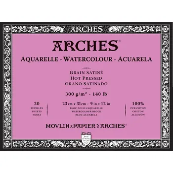 Blok Arches Hot Pressed, 300 g/m2, 20 archů - 23 x 31 cm