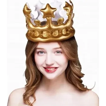 Karnevalový doplněk NAFUKOVACÍ KORUNA K NAROZENINÁM ZLATÁ REKVIZITA NA PÁRTY ROZLOUČKA SE SVOBODOU NAROZENINY