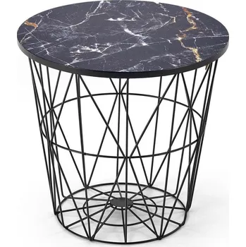 Konferenční stolek Konferenční stolek Rissa kulatý černý mramor moderní s úložným prostorem do obýváku Intesi