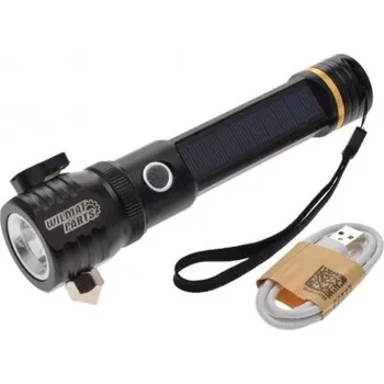 Svítilna Ruční LED svítilna se solárním panelem, dosvit 300 m