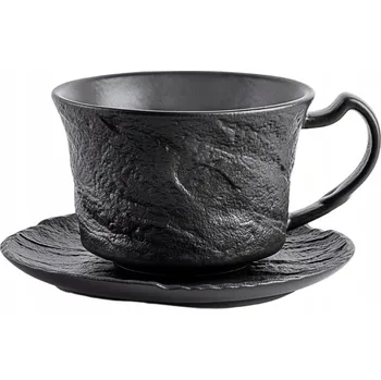 Šálek na čaj porcelánový černý 250 ml s podšálkem Wilmax