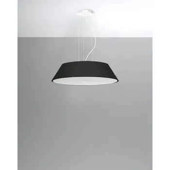 Moderní černý lustr Vega 60 do obýváku a kuchyně z textilu a skla 5-ramenný