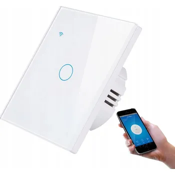 vypínač DOTYKOVÝ SKLENĚNÝ VYPÍNAČ SVĚTLA 1 KANÁL WIFI BEZ N NEBO S N TUYA SMART BÍLÝ