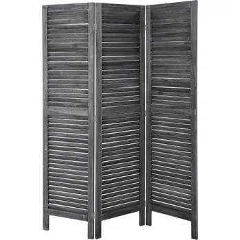 Paraván Dřevěný šedý paraván Camila 3dílný do obýváku a ložnice Atmosphera