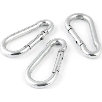 KARABINA na lano Pozink Hasičská karabina s pojistkou 6mm 5ks