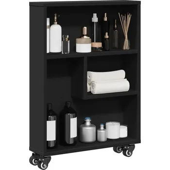 Knihovna vidaXL Úzký úložný vozík, , 48 x 13 x 68 cm, konstrukční dřevo [855230] Barva: Černá