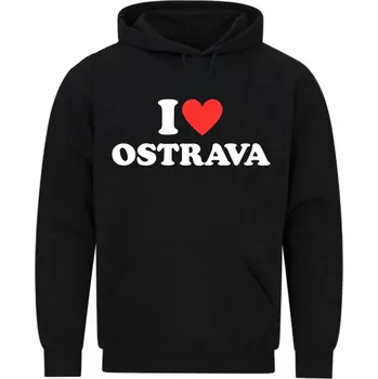 Pánská mikina Pánská mikina Miluju Ostravu I Love Ostrava (Velikost: 5XL, Barva: Černá)