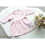 AMÁLKA Romantické šaty dlouhý rukáv, ažurový vzor, pudrově růžové Velikost: 68