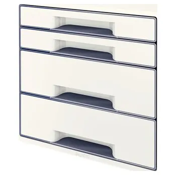 Zásuvkový kontejner LEITZ Zásuvkový box WOW CUBE, 4 zásuvky, bílá/šedá